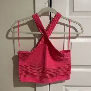 Zara Pink Ribbed Sleeveless Crop Tank Top